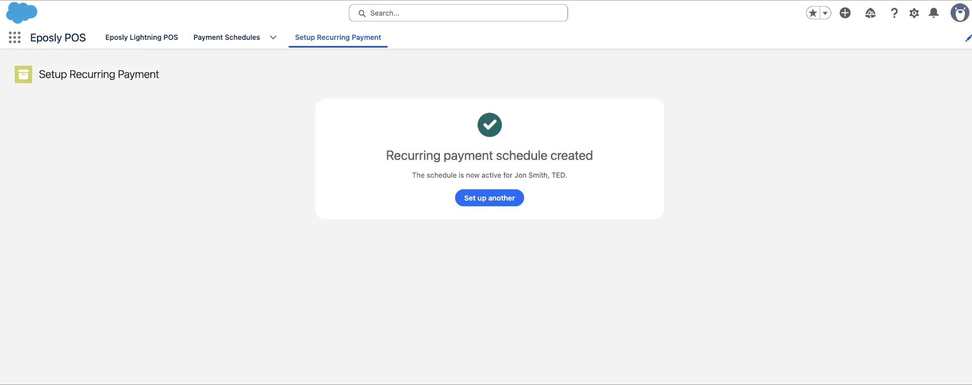 Confirmation that the recurring payment schedule is created and active