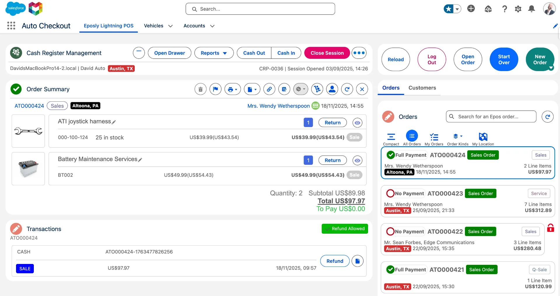 Eposly order summary screenshot