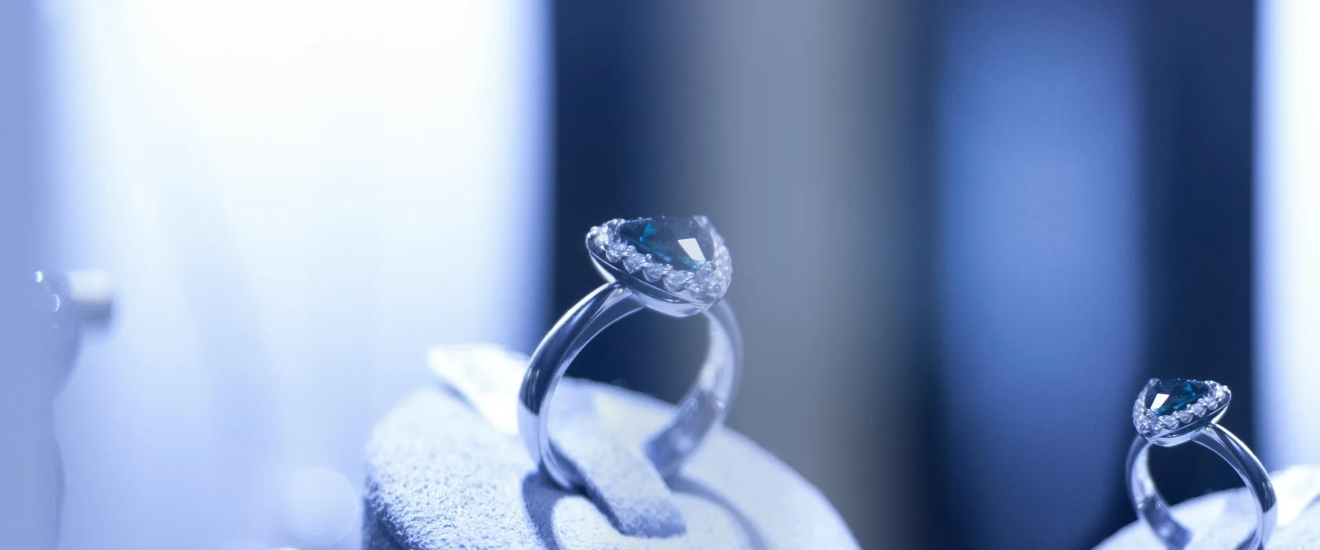 Luxury jewellery rings on display