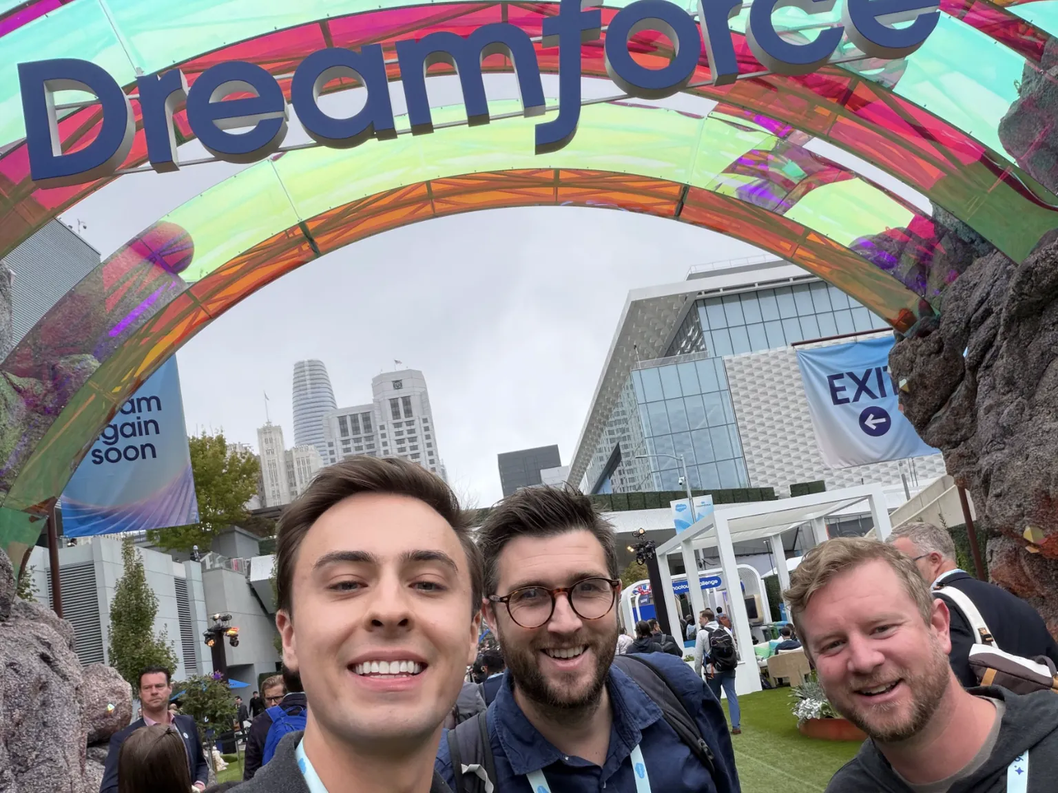 The Eposly team under the Dreamforce arch outside Moscone Center in San Francisco