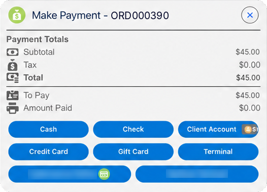 The payment dialog in Eposly